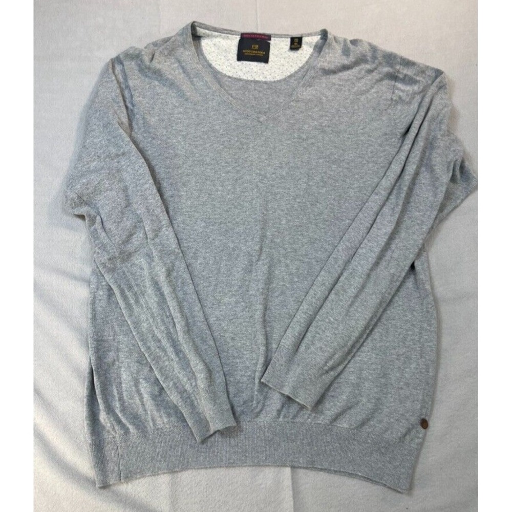 Scotch Soda Sweater XL Mens Gray V-Neck Lightweight Cotton True Gentleman Preppy